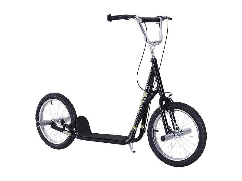 Trottinette patinette freestyle grandes roues pneumatiques Ø 41 cm hauteur guidon réglable béquille pegs inclus acier noir