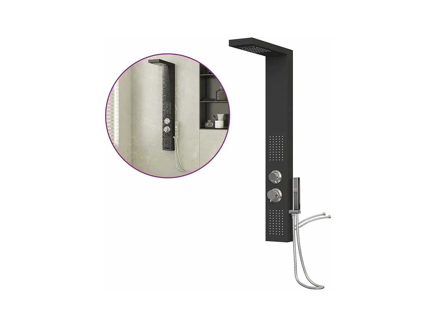Sistema Pannello Doccia Sistema Pannello Bagno Miscelatore Doccia Pioggia Bagno Getto Interno Casa Alluminio Nero 02_0003120