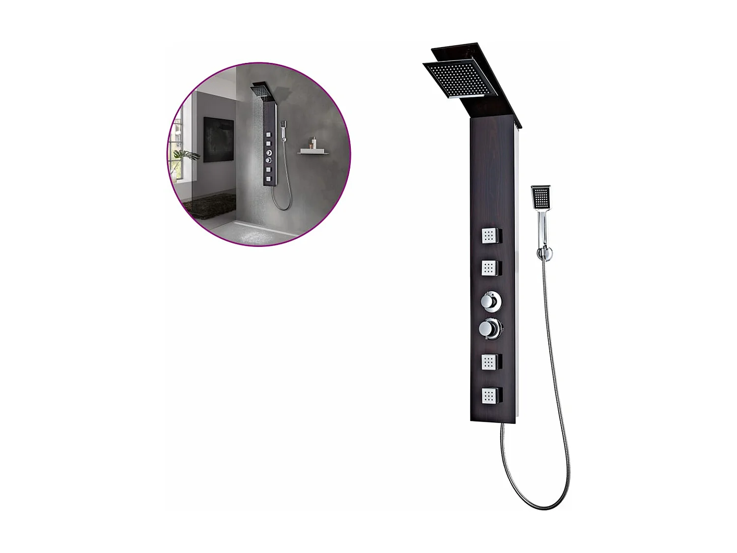 Sistema pannello doccia doccetta bagno WC vetro marrone 02_0003121