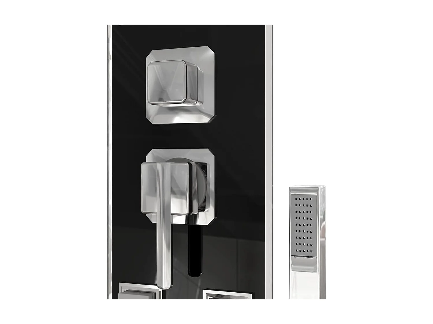 Painel de chuveiro torneira de chuveiro vidro aço inoxidável 130 cm preto 02_0003433