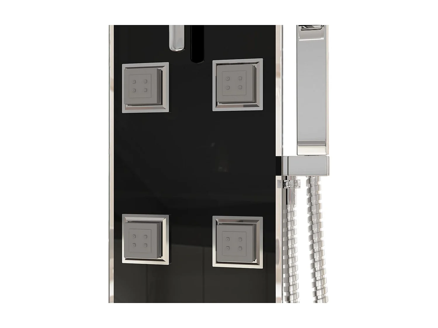 Panel de ducha con rociador grifo cristal acero inoxidable 130 cm negro 02_0003433