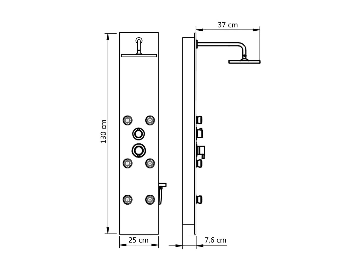 Panneau de douche pomme argenté 25 x 44.6 x 130 cm 02_0003435