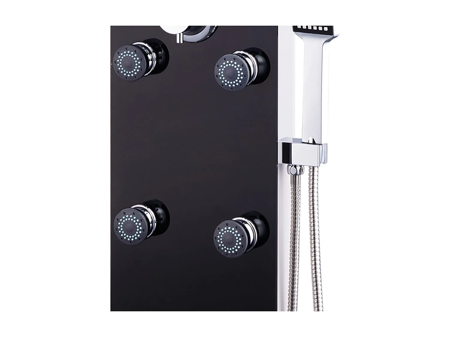 Pannello doccia soffione doccia vetro acciaio inox 130 cm nero 02_0003435