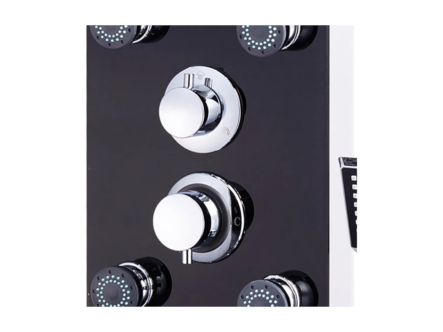 Panel de ducha con rociador grifo cristal acero inoxidable 130 cm negro 02_0003435