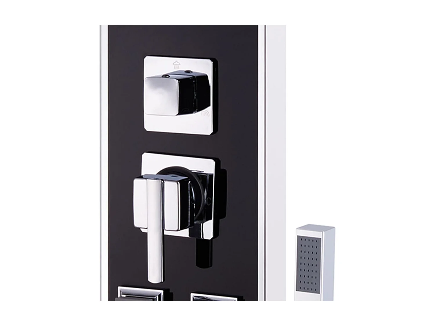 Panel de ducha con rociador grifo cristal acero inoxidable 120 cm negro 02_0003432