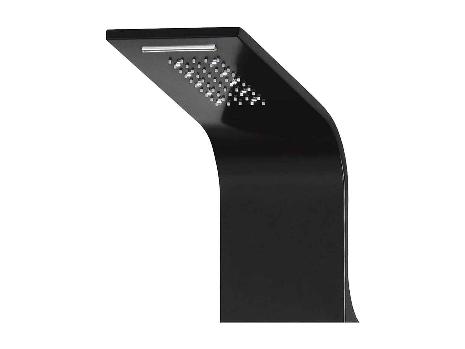 Painel de chuveiro com ducha torneira vidro aço inoxidável 130 cm preto 02_0003431