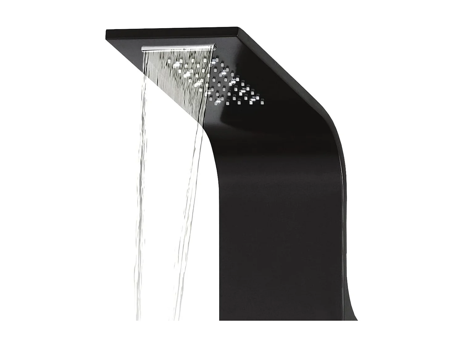 Painel de chuveiro com ducha torneira vidro aço inoxidável 130 cm preto 02_0003431