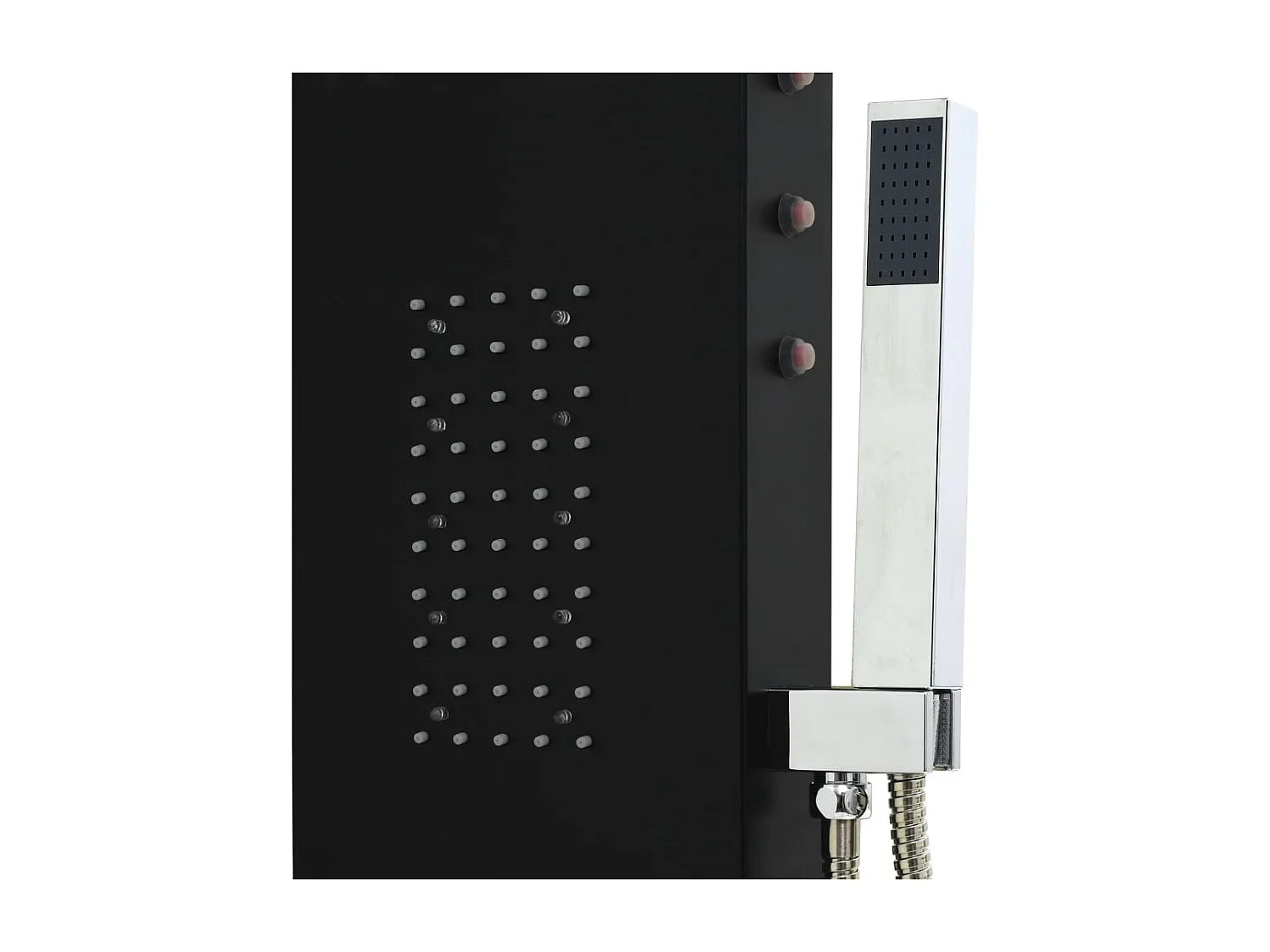 Painel de chuveiro com ducha torneira vidro aço inoxidável 130 cm preto 02_0003431