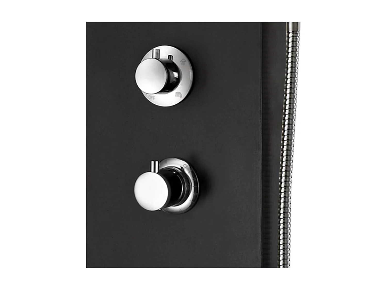 Painel de chuveiro com ducha torneira vidro aço inoxidável 130 cm preto 02_0003431