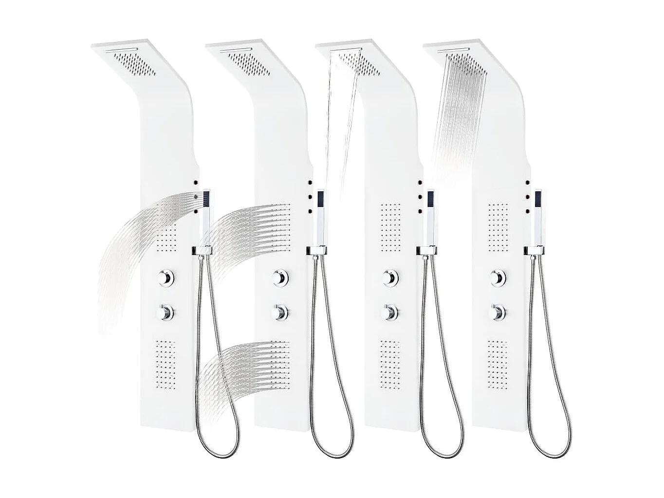 Panneau de douche pomme aluminium blanche 20 x 44 x 130 cm 02_0003430