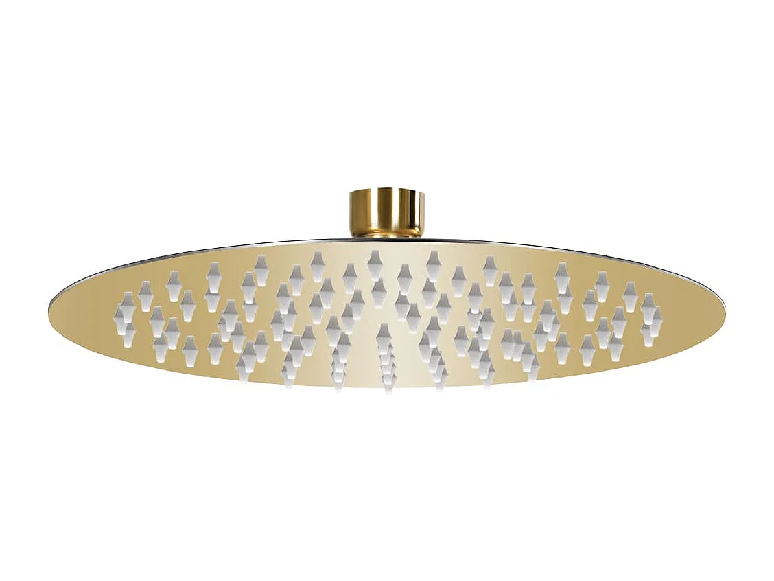 Alcachofa de ducha tipo lluvia Rociador Alcachofa de ducha Alcachofa de ducha de mano Accesorio de baño Acero inoxidable 20 cm Redondo Dorado 02_0002085