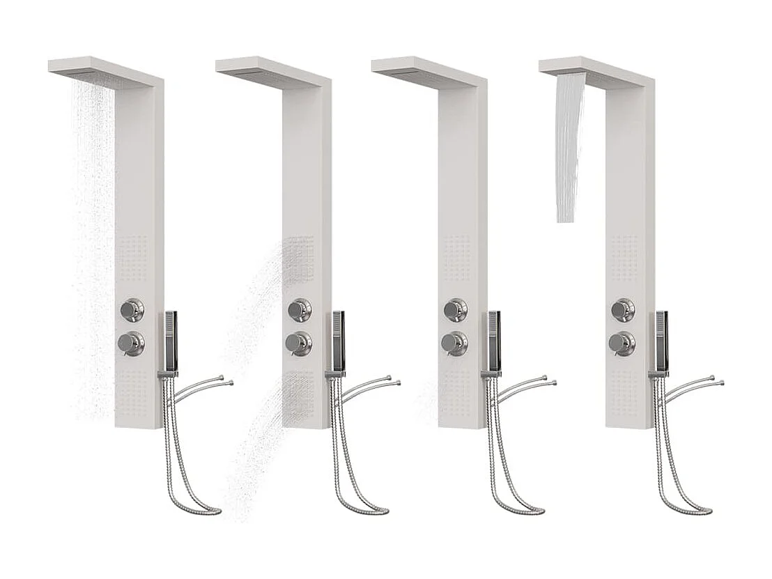 Sistema de panel de ducha de aluminio y plástico para baño interior 114 cm blanco 02_0003117