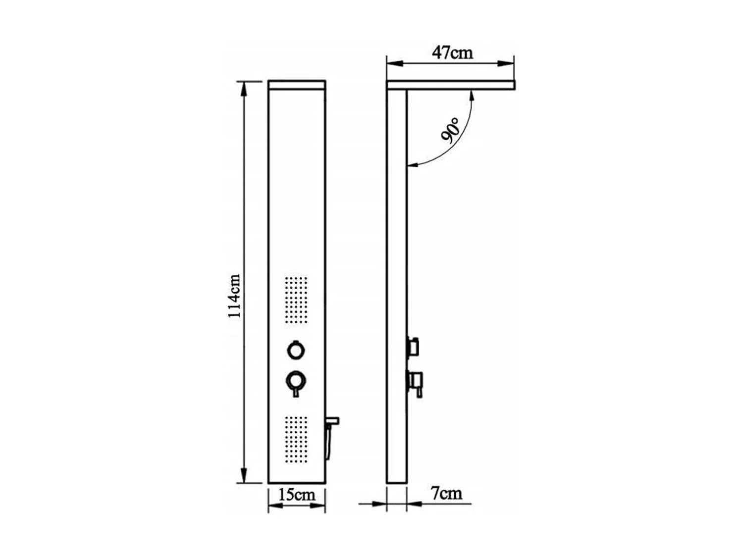 Sistema de panel de ducha de aluminio y plástico para baño interior 114 cm blanco 02_0003117