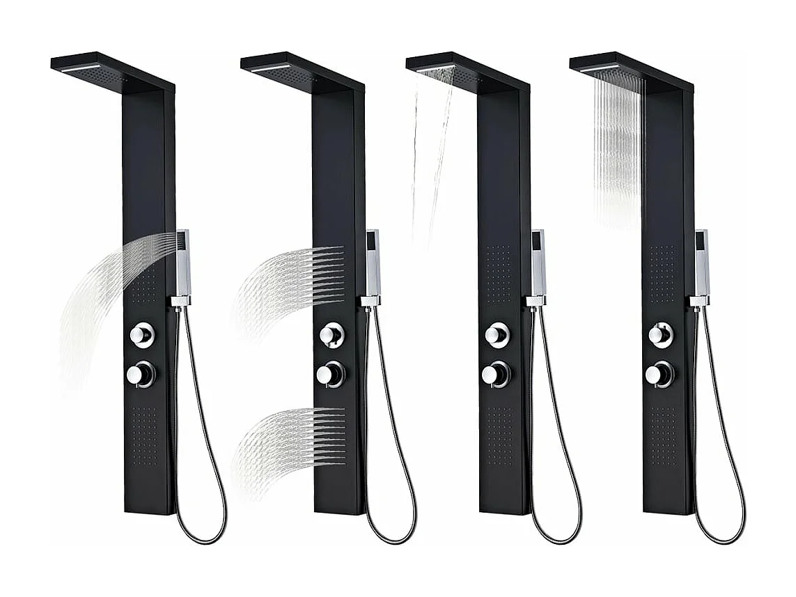 Sistema di pannelli doccia in alluminio bagno casa nero opaco 02_0003119