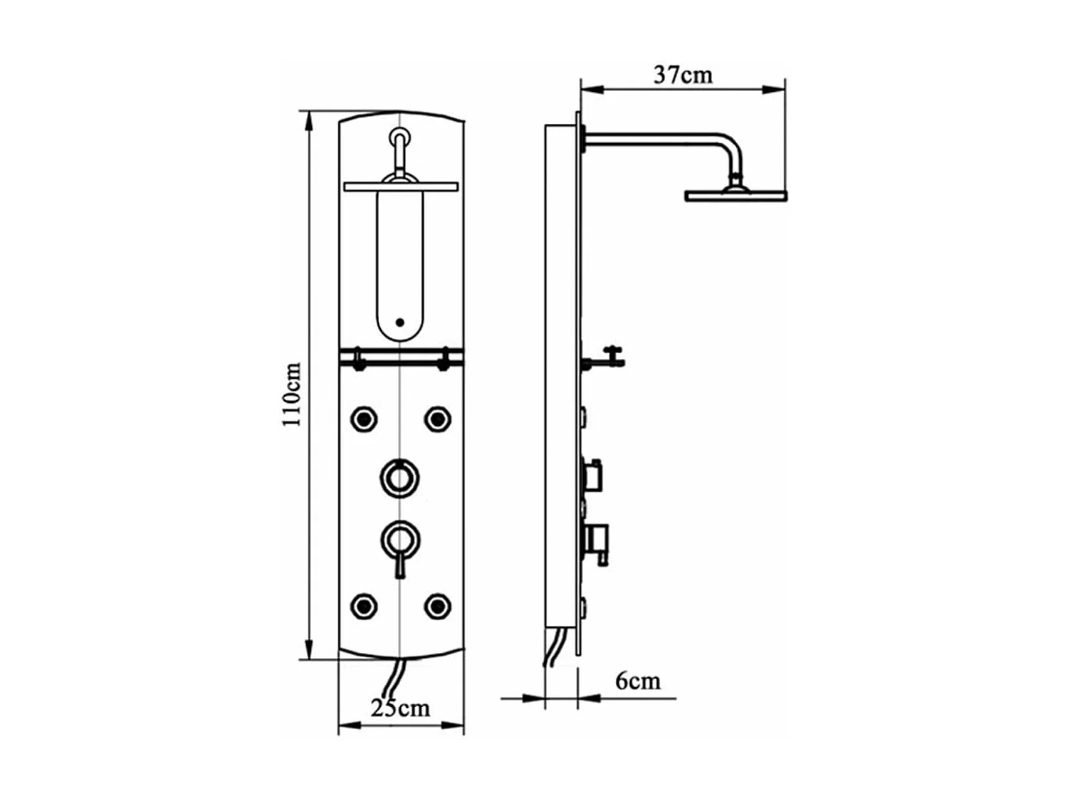 Panel de ducha rociador grifo plástico acero inoxidable 110 cm 02_0003429