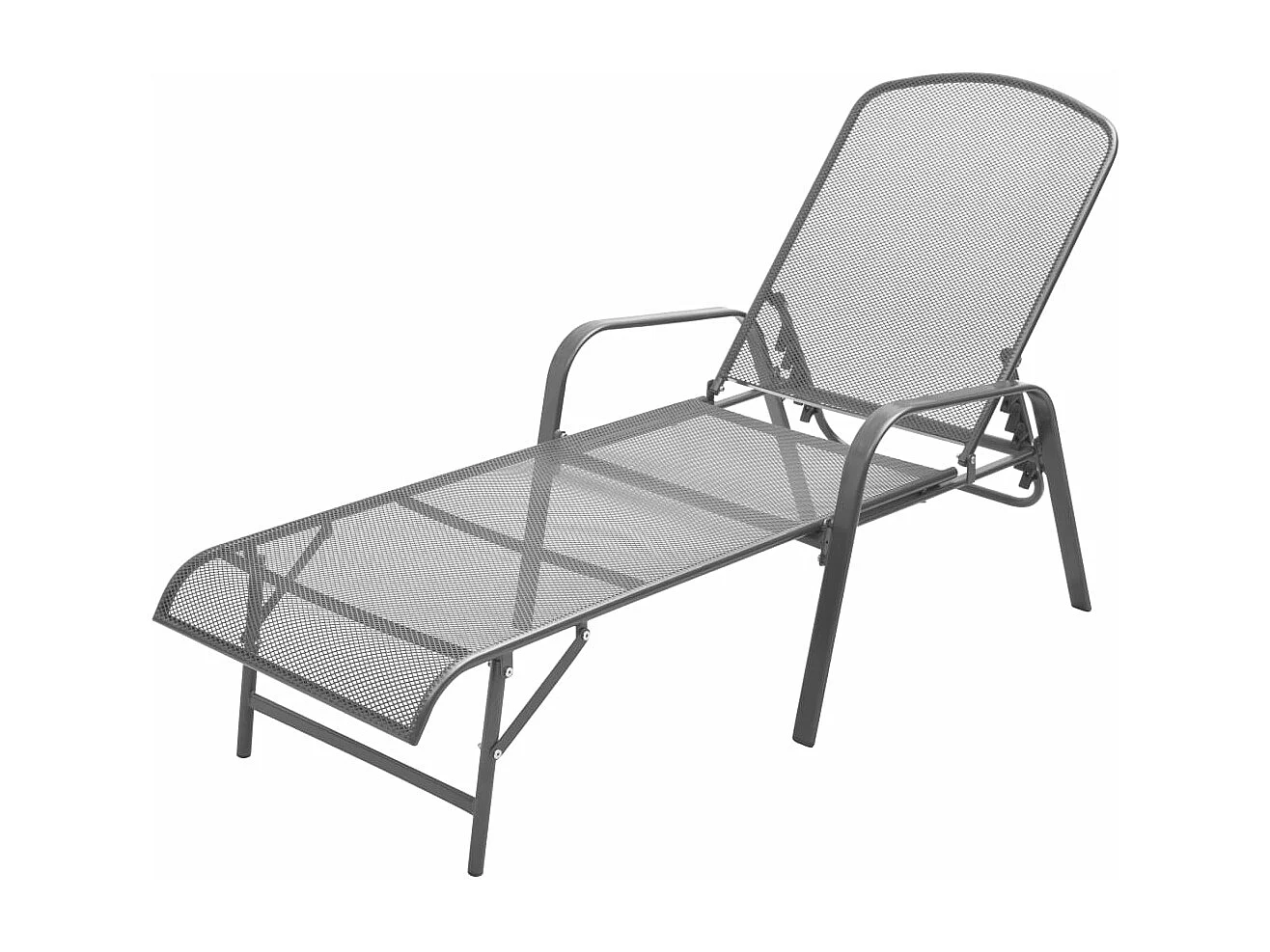 Conjunto de 2 espreguiçadeiras espreguiçadeira para banhos de sol jardim cama terraço móveis de exterior com mesa de aço antracite 02_0012071