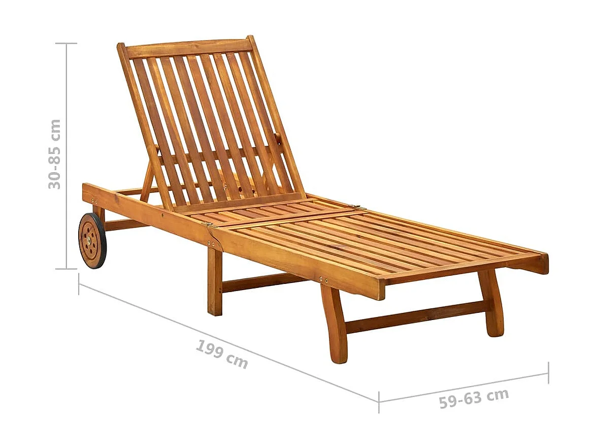 Espreguiçadeira espreguiçadeira espreguiçadeira jardim cama terraço móveis de exterior com almofada madeira de acácia maciça 02_0012397