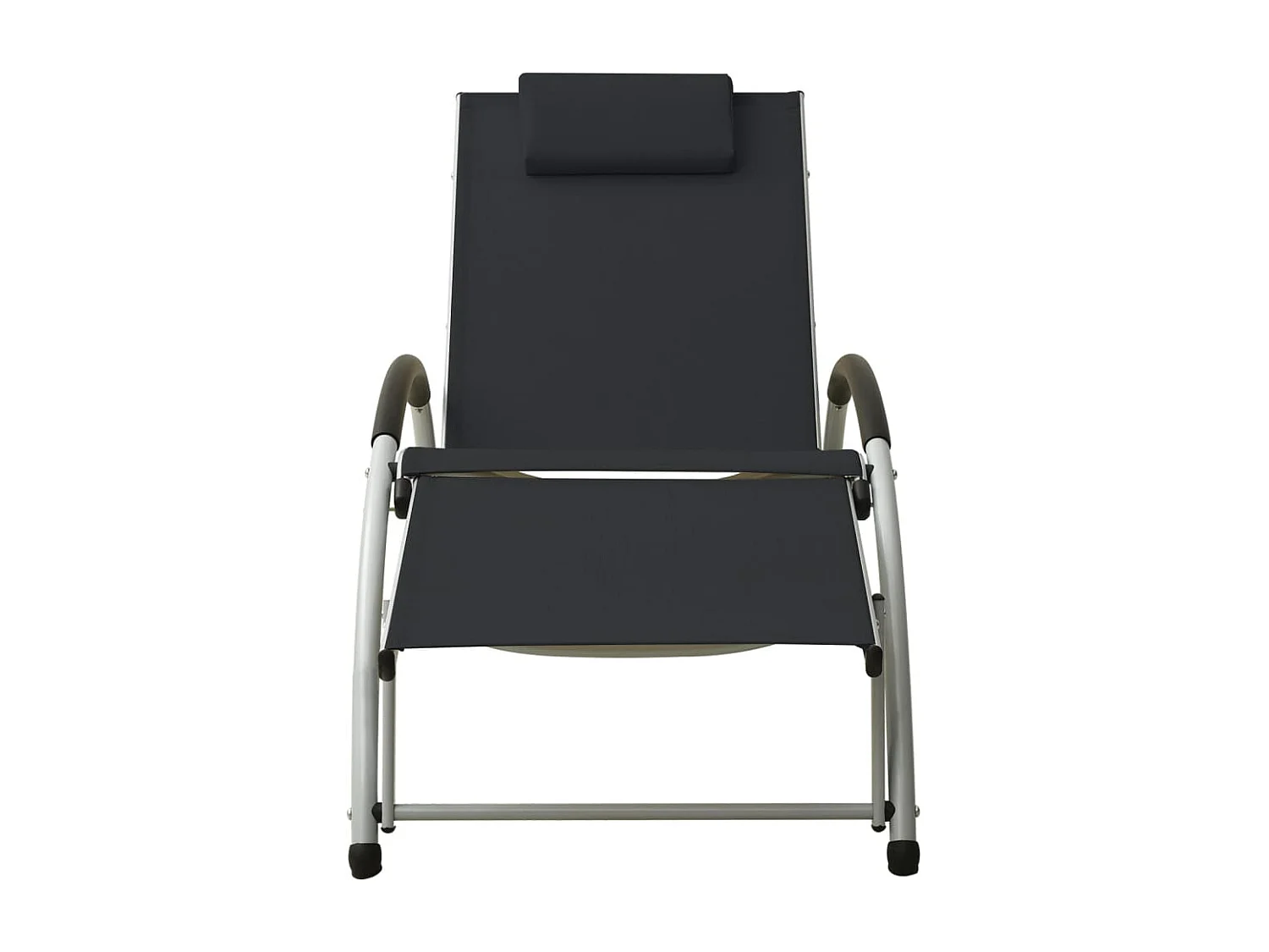 Espreguiçadeira espreguiçadeira para banhos de sol cama de jardim terraço móveis de exterior com almofada de textilene preta 02_0012563