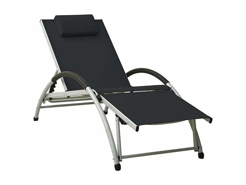 Transat chaise longue bain noire 173 x 66 x 40 cm 02_0012563