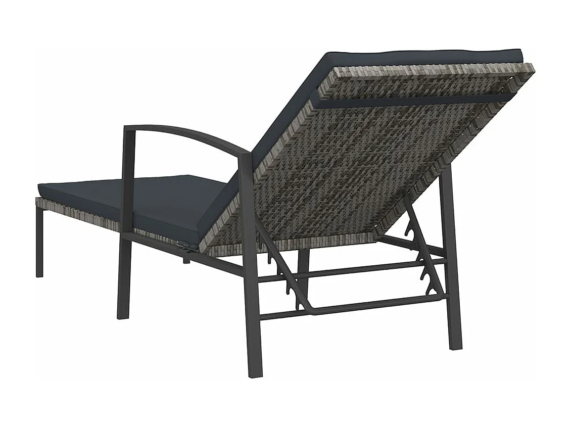 Conjunto de 2 espreguiçadeiras espreguiçadeiras para banhos de sol jardim cama terraço móveis de exterior com mesa de resina tecida cinza 02_0012125