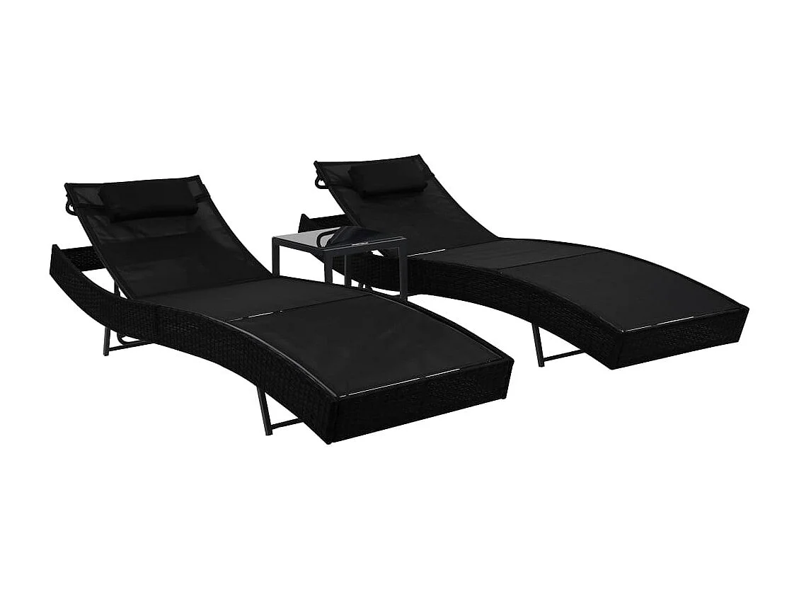 Lot de 2 transats résine noire 213 x 70 x 40 cm 02_0012145