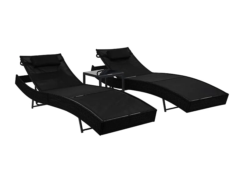 Lot de 2 transats résine noire 213 x 70 x 40 cm 02_0012145