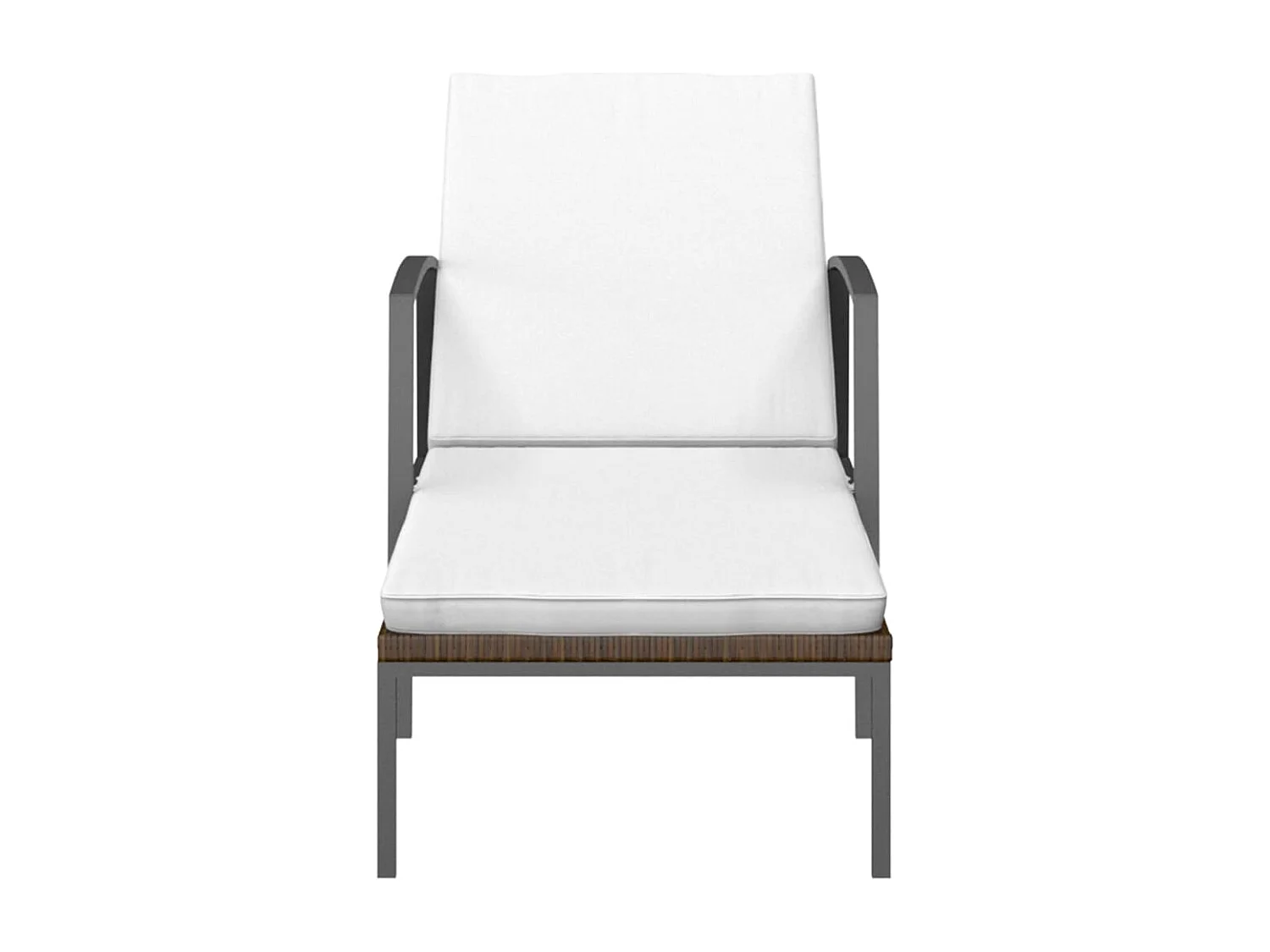 Conjunto de 2 espreguiçadeiras espreguiçadeiras para banhos de sol jardim cama terraço móveis de exterior com mesa de resina tecida marrom 02_0012129