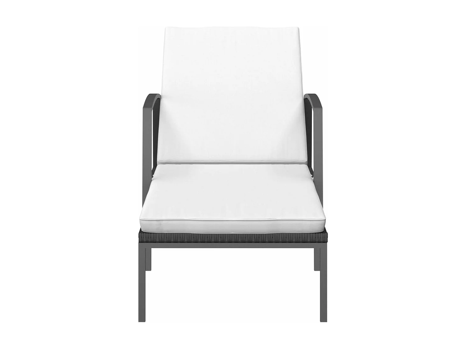 Conjunto de 2 espreguiçadeiras espreguiçadeiras para banhos de sol jardim cama terraço móveis ao ar livre com mesa de resina tecida preta 02_0012134