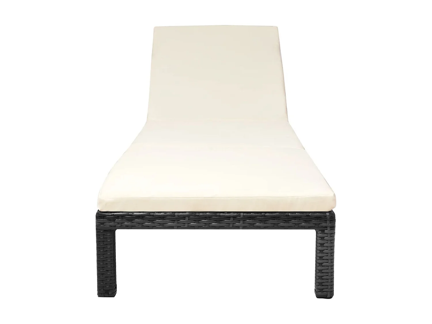 Cadeira de praia para banho de sol, cama de jardim, terraço, mobília ao ar livre com almofada de resina tecida preta 02_0012525