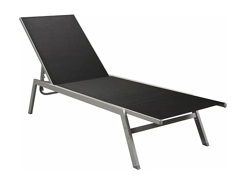 Espreguiçadeira espreguiçadeira para banhos de sol cama de jardim terraço móveis de exterior em aço e textilene preto 02_0012244