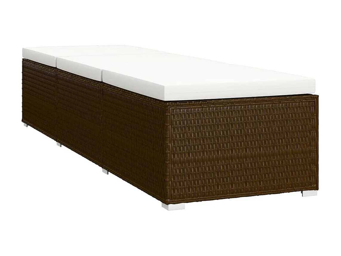 Cadeira de praia para banho de sol, cama de jardim, terraço, mobília ao ar livre, mesa de chá, 3 peças, resina tecida marrom 02_0012927