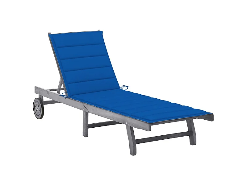 Espreguiçadeira espreguiçadeira espreguiçadeira jardim cama terraço móveis de exterior com almofada madeira de acácia maciça cinza 02_0012482