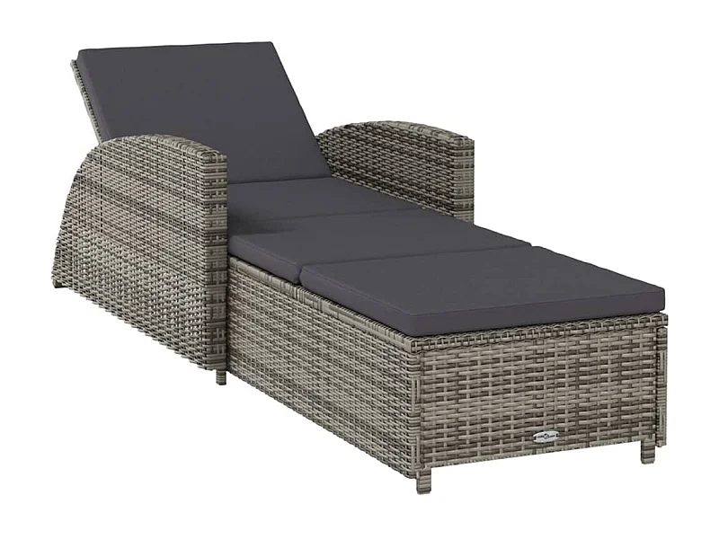 Espreguiçadeira espreguiçadeira cama de jardim terraço móveis de exterior com almofada cinza escuro resina tecida cinza 02_0012493