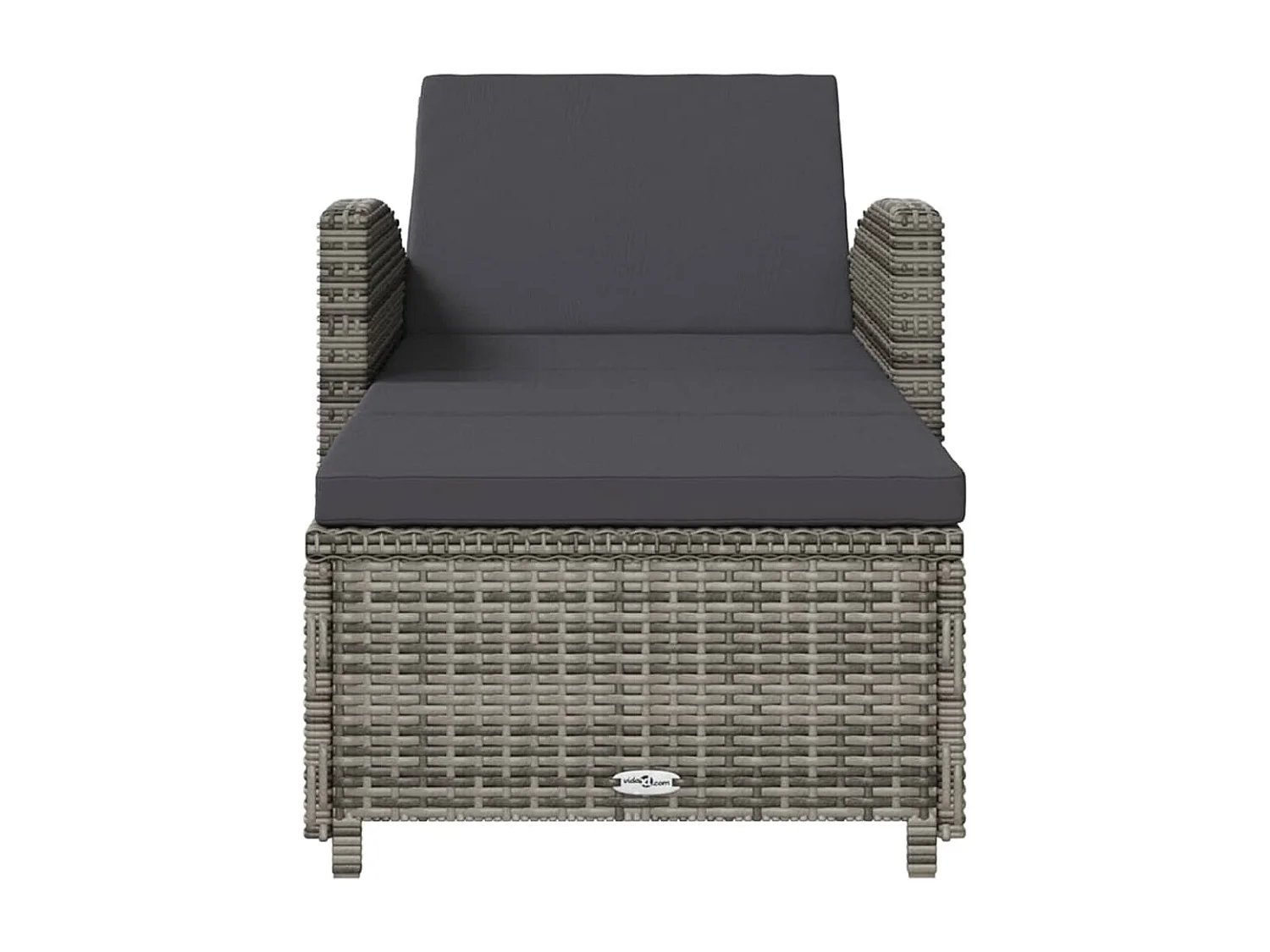 Sdraio sdraio lettino lettino da giardino terrazza arredo da esterno con cuscino grigio scuro resina intrecciata grigia 02_0012493