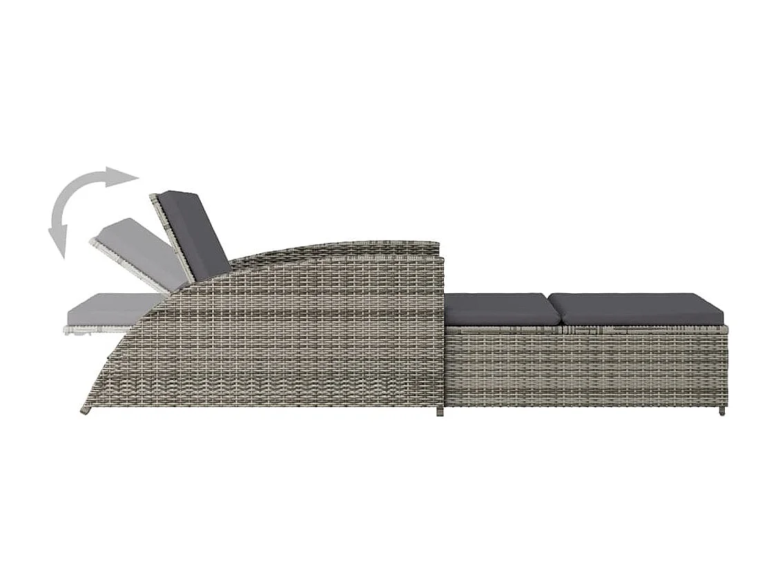 Sdraio sdraio lettino lettino da giardino terrazza arredo da esterno con cuscino grigio scuro resina intrecciata grigia 02_0012493