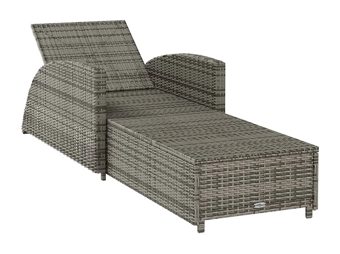 Sdraio sdraio lettino lettino da giardino terrazza arredo da esterno con cuscino grigio scuro resina intrecciata grigia 02_0012493