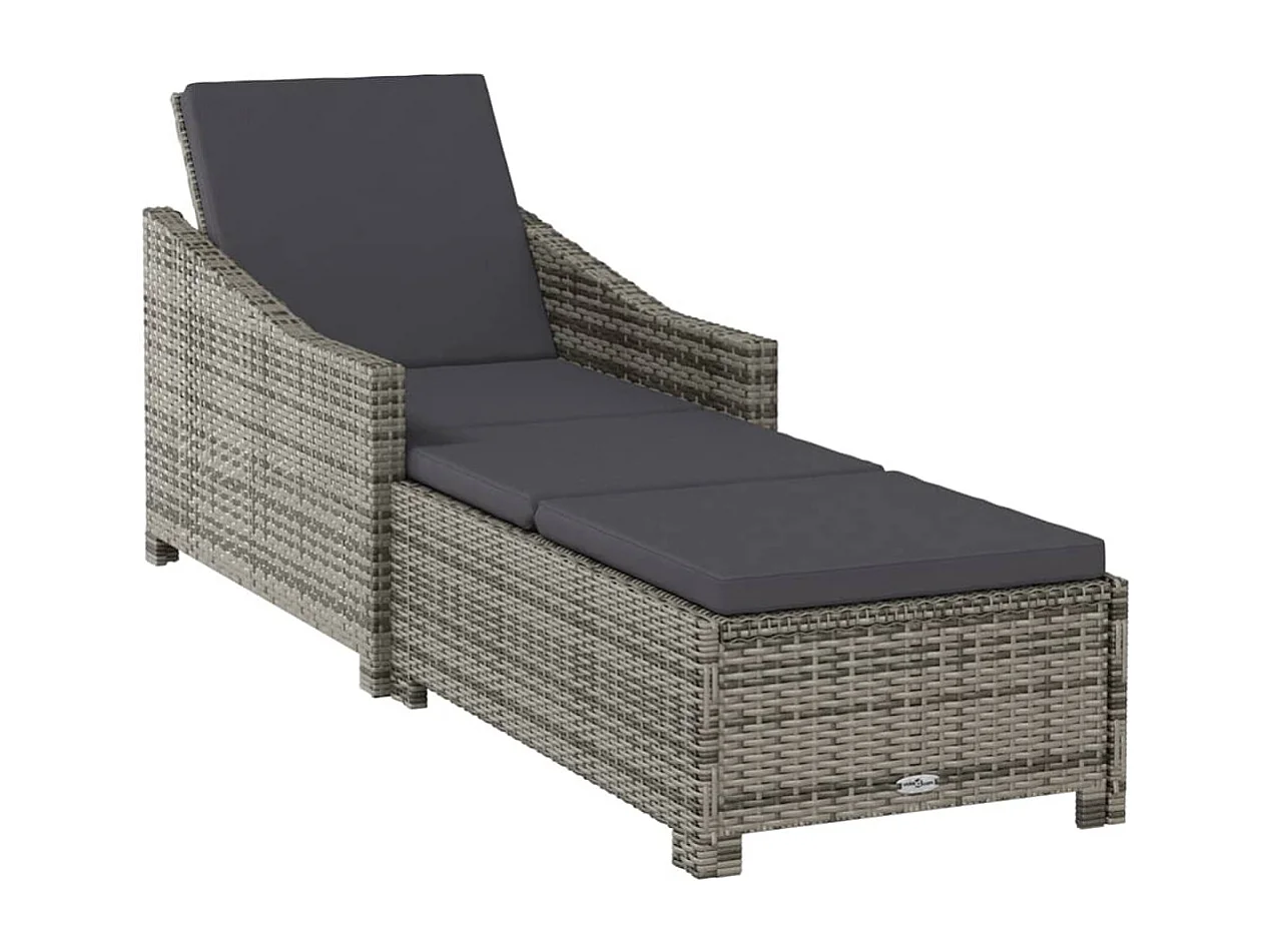 Espreguiçadeira espreguiçadeira cama de jardim terraço móveis de exterior com almofada cinza escuro resina tecida cinza 02_0012492