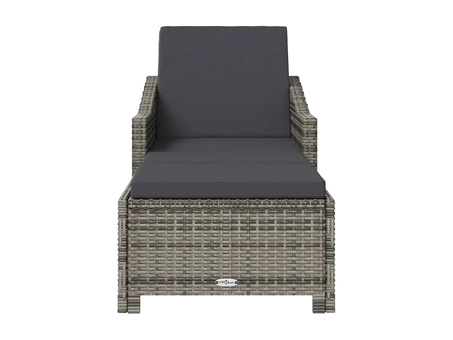 Espreguiçadeira espreguiçadeira cama de jardim terraço móveis de exterior com almofada cinza escuro resina tecida cinza 02_0012492