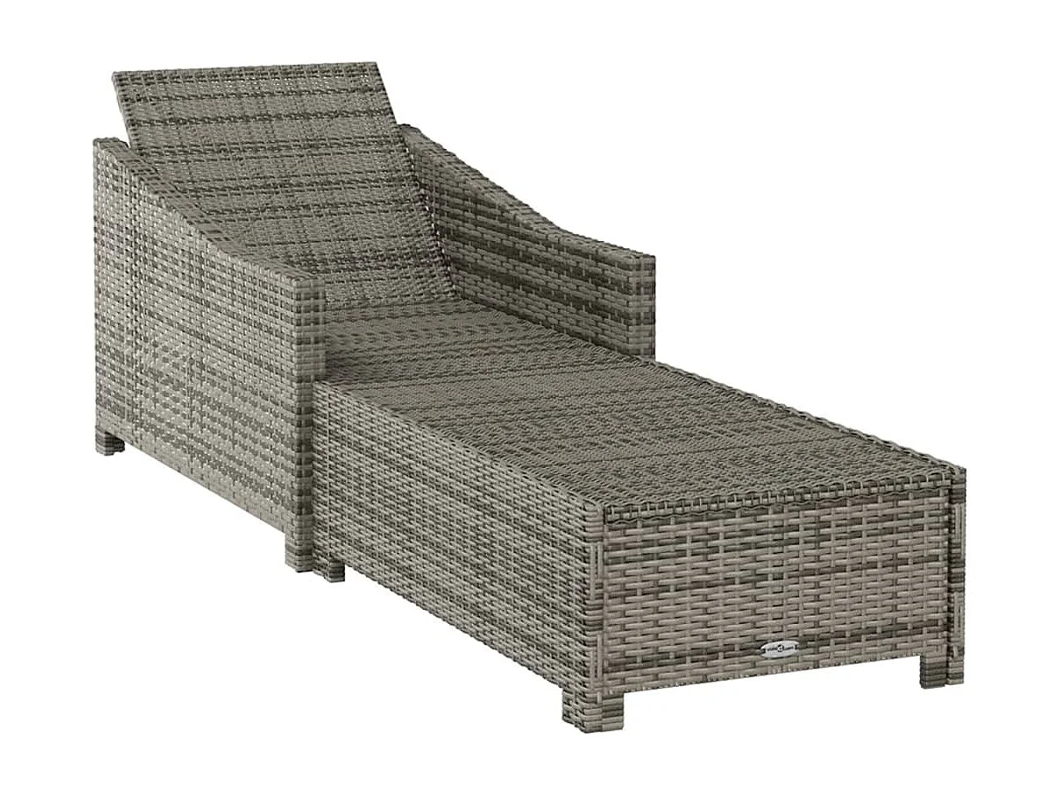 Espreguiçadeira espreguiçadeira cama de jardim terraço móveis de exterior com almofada cinza escuro resina tecida cinza 02_0012492