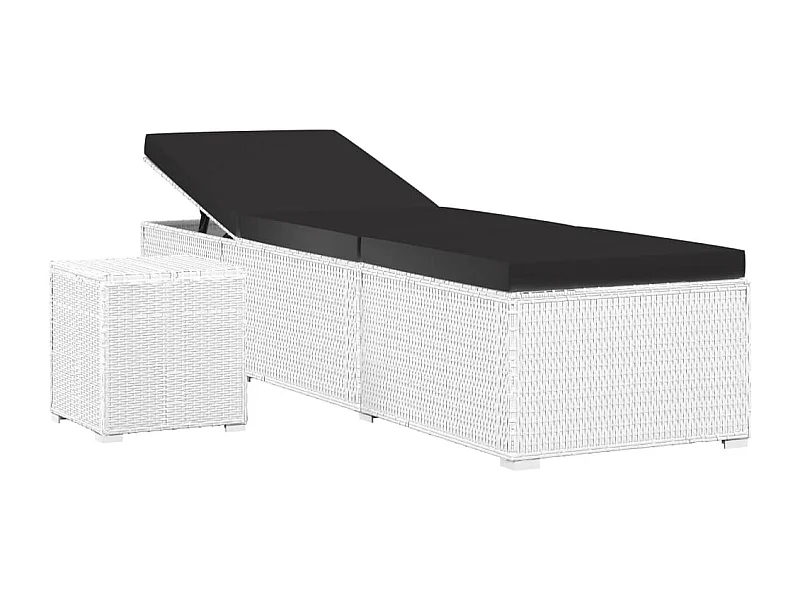 Espreguiçadeira espreguiçadeira para banhos de sol cama de jardim terraço móveis ao ar livre e mesa de chá resina tecida branca 02_0012774