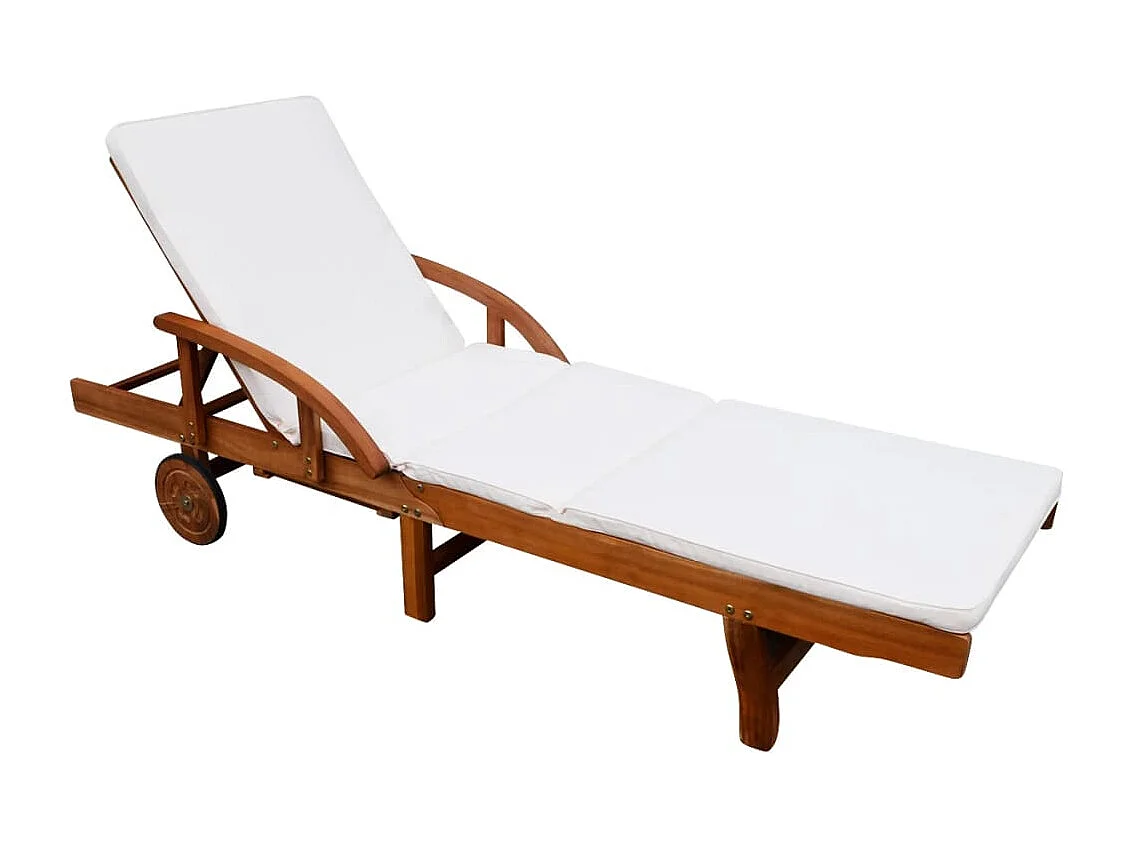 Sdraio sedia a sdraio lettino prendisole lettino da giardino terrazza mobili da esterno con cuscino legno massello di acacia 02_0012350