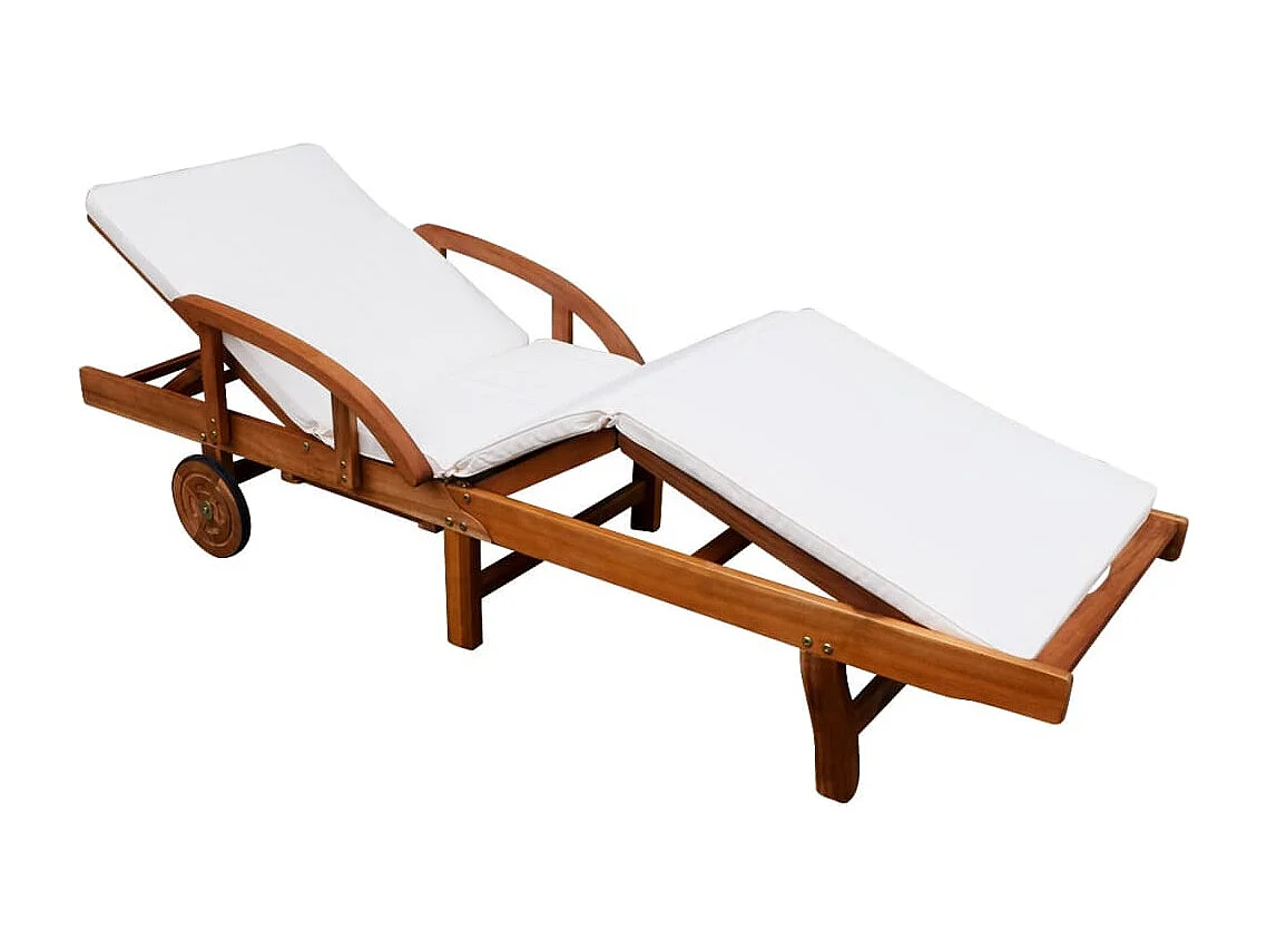 Sdraio sedia a sdraio lettino prendisole lettino da giardino terrazza mobili da esterno con cuscino legno massello di acacia 02_0012350