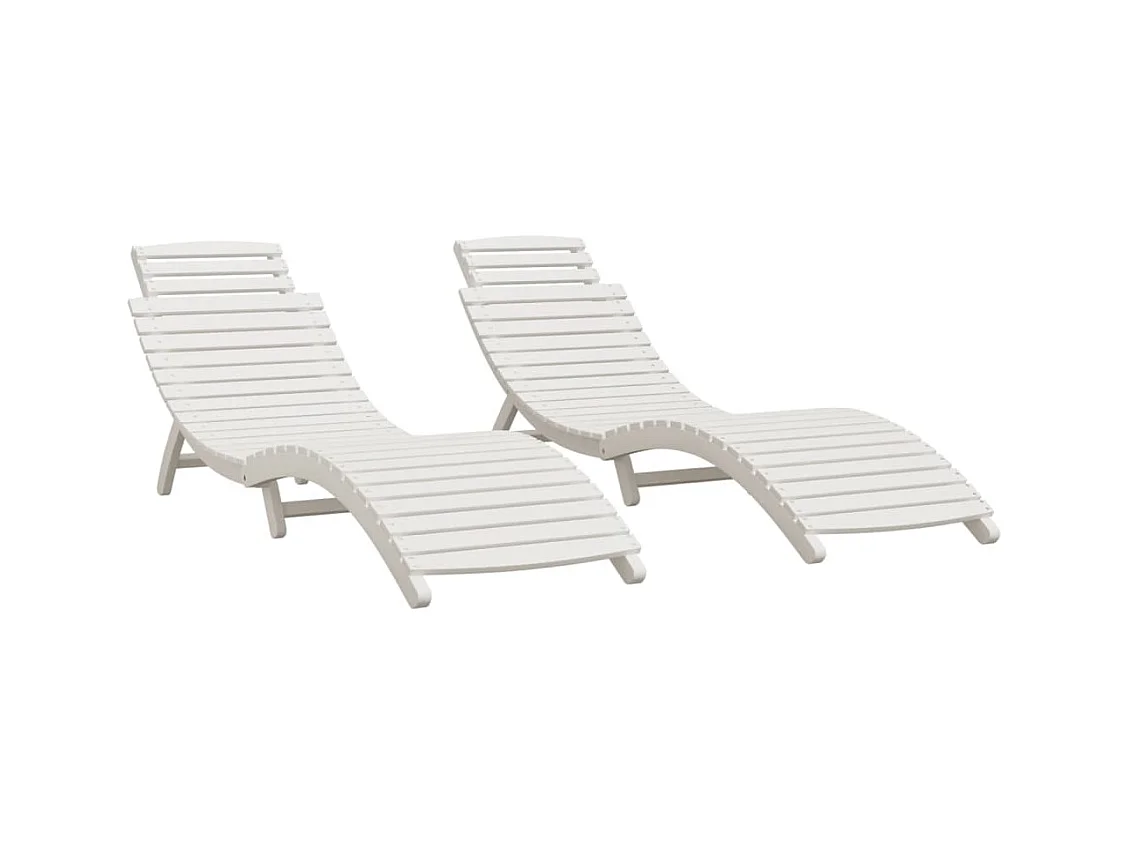 Lot de 2 transats bois blanche 184 x 55 x 64 cm 02_0012138