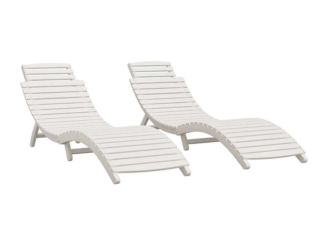 Conjunto de 2 espreguiçadeiras espreguiçadeira para banhos de sol cama de jardim terraço móveis de exterior branco 184x55x64 cm madeira de acácia maciça 02_0012138
