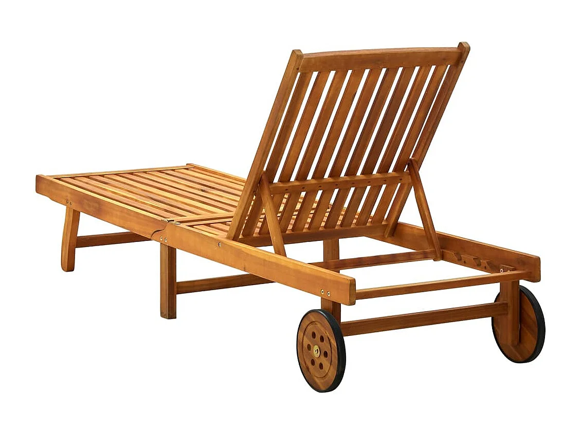 Espreguiçadeira cadeira de praia cama de sol cama de jardim mobiliário de exterior para pátio com almofada madeira maciça de acácia 02_0012368