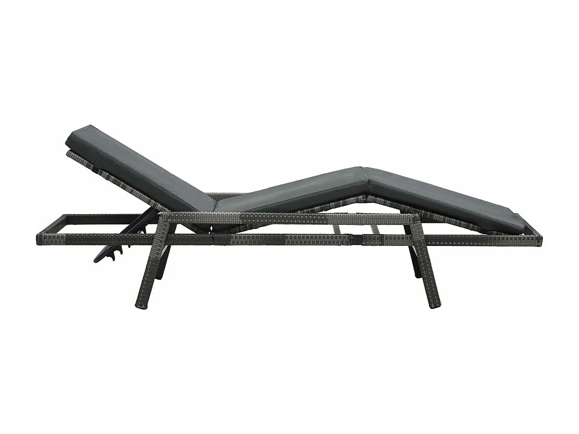 Espreguiçadeira espreguiçadeira para banhos de sol cama de jardim terraço móveis de exterior com almofada de resina tecida cinza 02_0012509