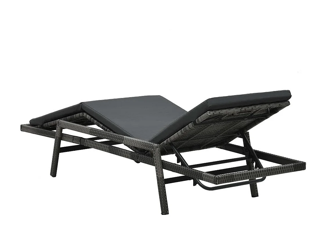 Espreguiçadeira espreguiçadeira para banhos de sol cama de jardim terraço móveis de exterior com almofada de resina tecida cinza 02_0012509