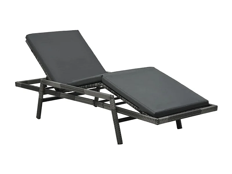 Tumbona tumbona para tomar el sol cama de jardín terraza muebles de exterior con cojín de resina tejido gris 02_0012509