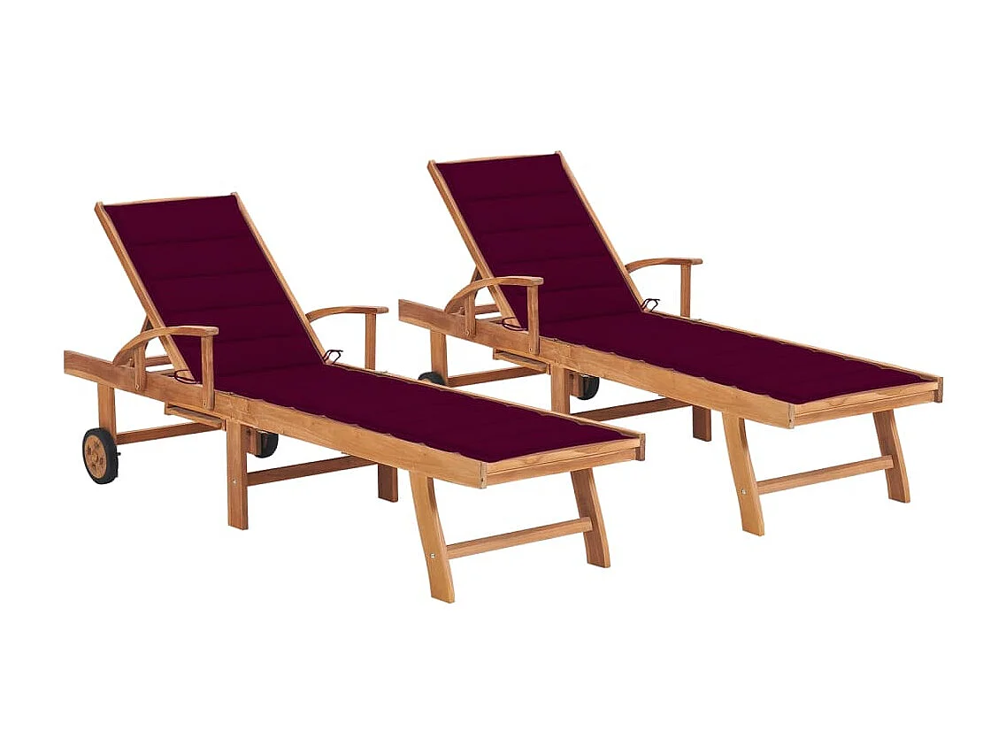 Lot de 2 transats bordeaux 195 x 59.5 x 82.5 cm 02_0012036