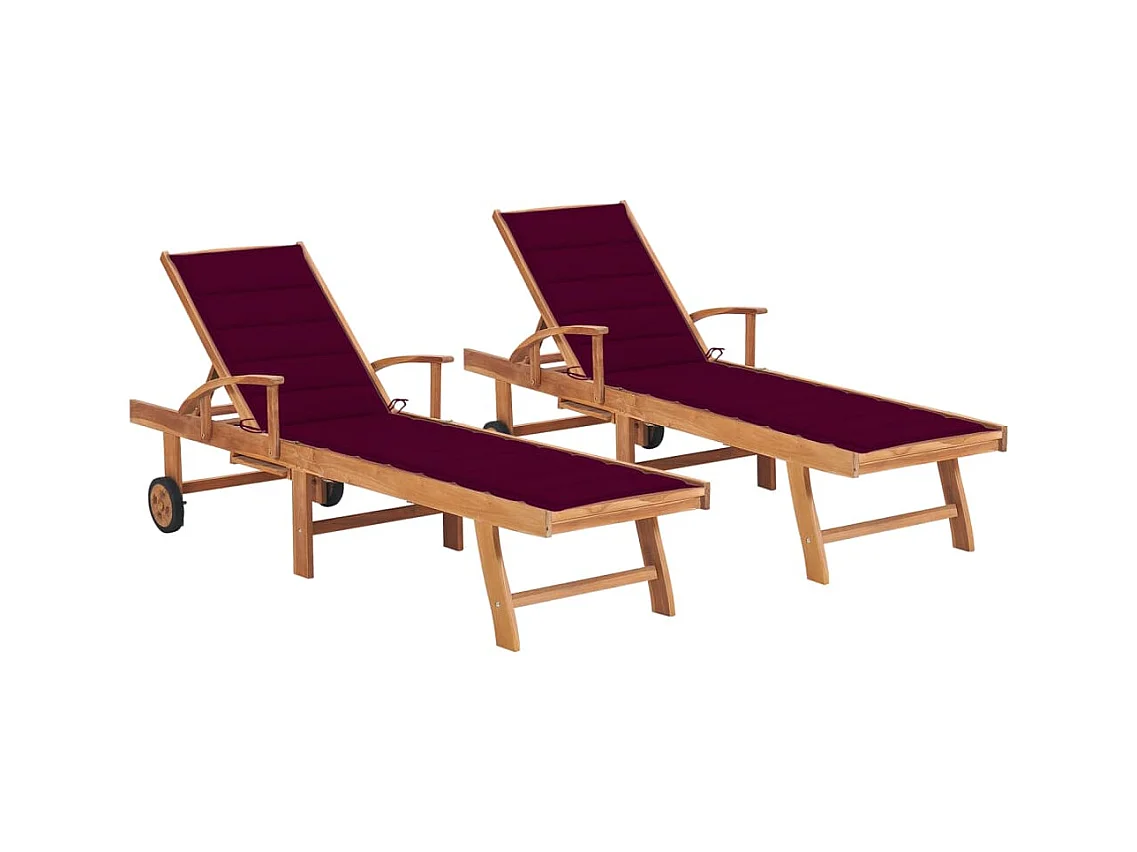 Lot de 2 transats bordeaux 195 x 59.5 x 82.5 cm 02_0012036